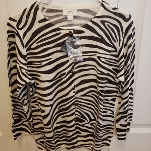 Ann Taylor Loft Animal Print Cardigan NWT Large